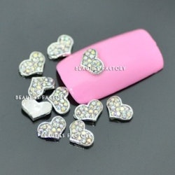 3D DIY Alloy dekorationer - 10st - 8mm "Diamond Heart"