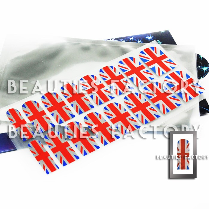 Självhäftande nagelfolie i ark - UK Flag Chrome