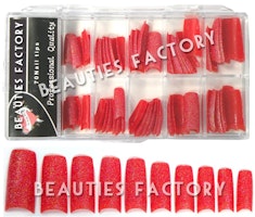 Glitter Franska Tippar - Hot Red