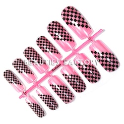 12st Design Lösnaglar - Black Grids On Pink