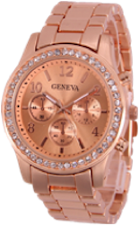 Geneva Strass Armbandsur - Rose Guld