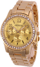 Geneva Strass Armbandsur - Rose Guld