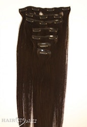 Clip On Äkta Remyhår - Brunsvart 1B - 50 cm