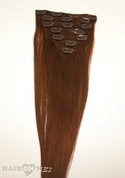 Clip On Äkta Remyhår - Mörkbrun 4 - 60 cm