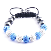 Shamballa Armband - Ljusbbå/Vit