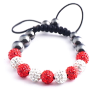 Shamballa Armband - Röd/Vit