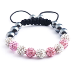 Shamballa Armband - Vit/Rosa