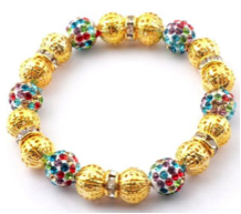 Armband shamballa - Guld/Multi