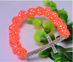 Shamballa Kors Armband - Orange