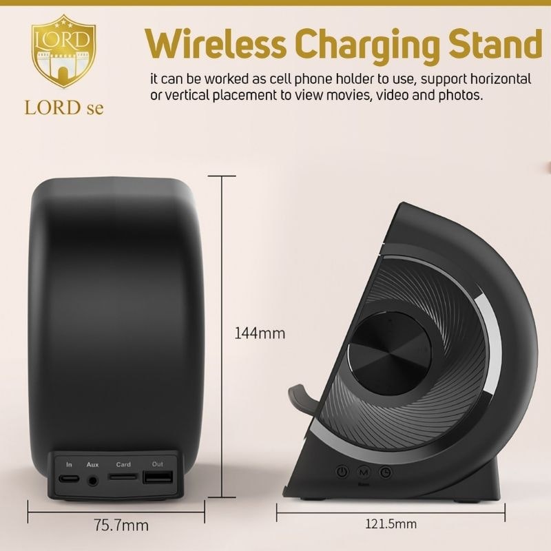 WD-200 Bluetooth-högtalare trådlös laddare Digital väckarklocka radio -  lordse.se