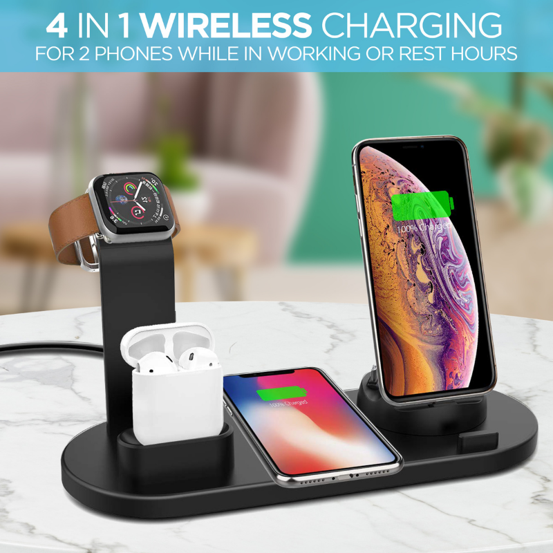 Wireless charging station for 4 different devices