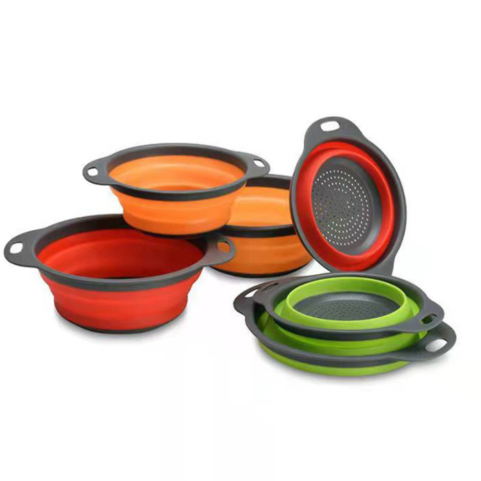 Foldable colander, 2 pieces silicone colander