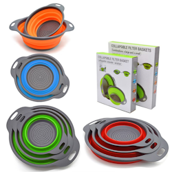 Foldable colander, 2 pieces silicone colander