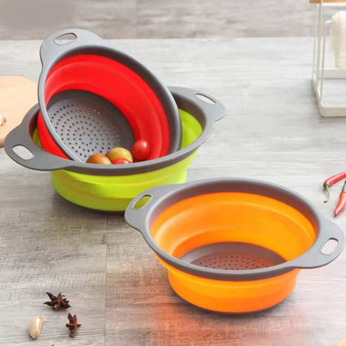 Foldable colander, 2 pieces silicone colander