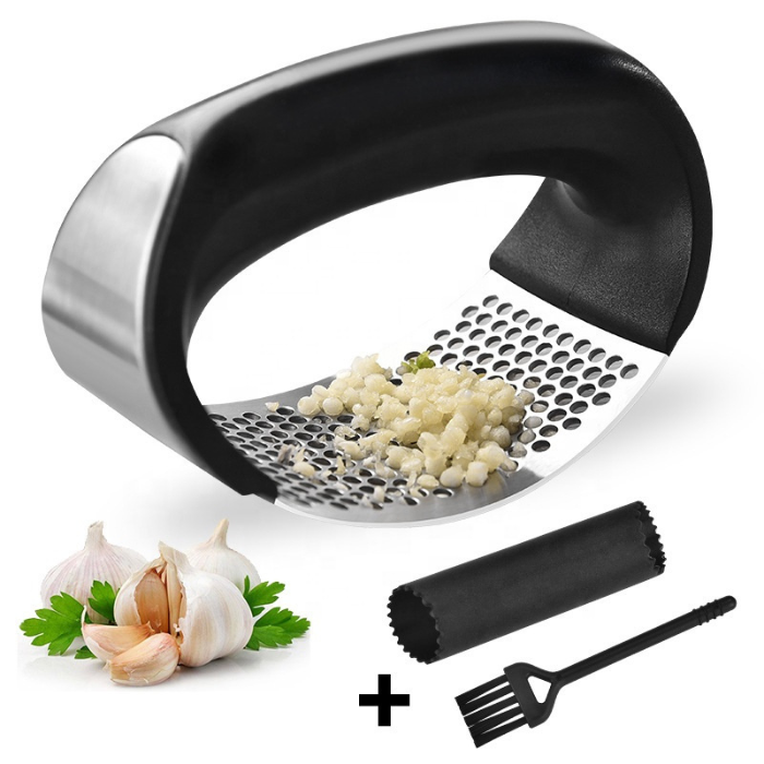 Garlic Press Stainless Steel, in Set of 3 Parts