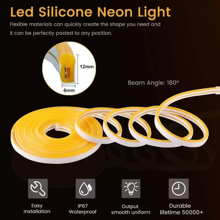 Vattentät Neon flexibelt repljus - Silikon neon LED Strips ljus -5M