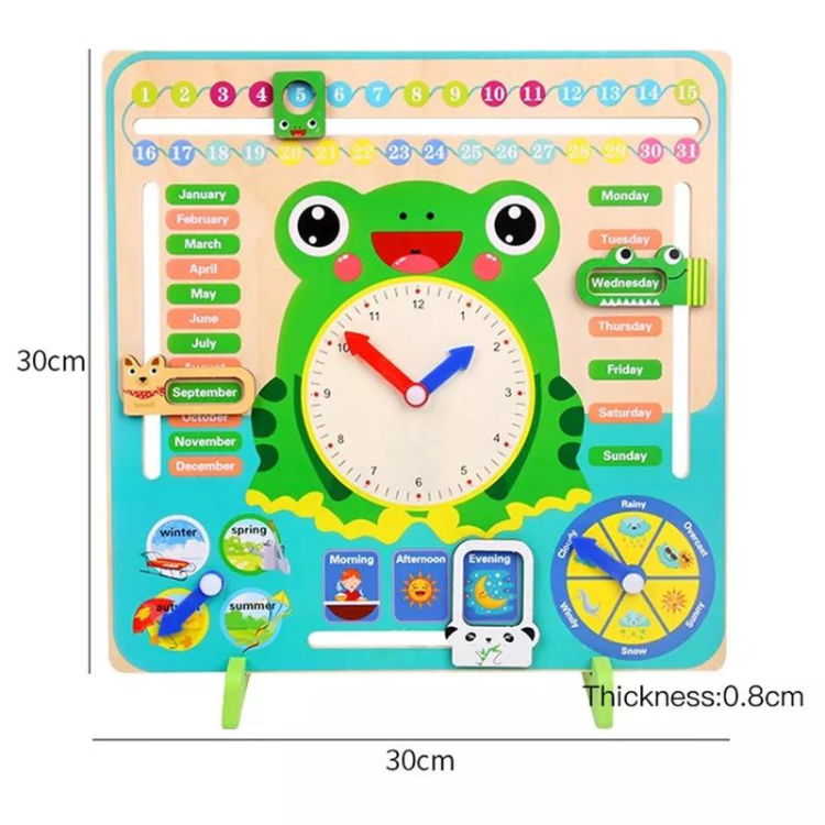 Wooden Montessori, Clock Calendar Weather Seasons Calendars Cognitive Children&#39;s Toys