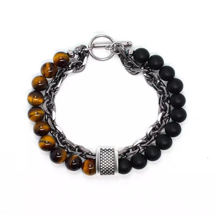 Armband Natural Frosted Beads Stone Tiger Eye -Yoga Natursten