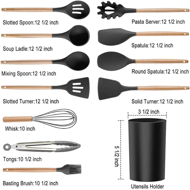 Kitchen help set, 19 parts, heat-resistant silicone kitchen utensils