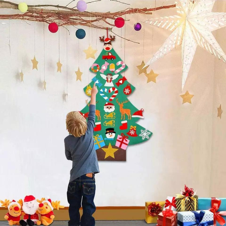 DIY Felt Christmas Tree for Kids Wall Hanging Decorations