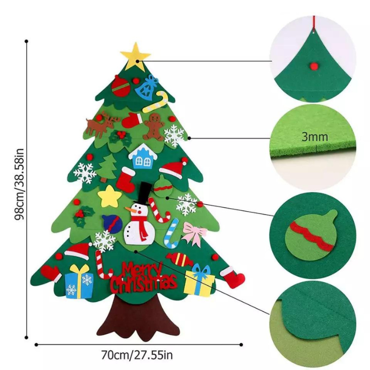 DIY Felt Christmas Tree for Kids Wall Hanging Decorations