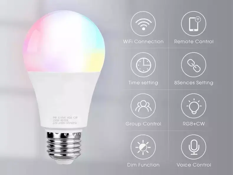 Trådlösa smarta LED-lampor WiFi med Alex och Google 10W