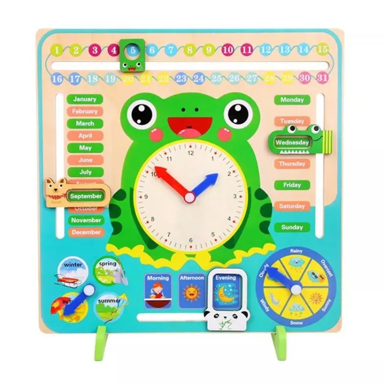 Wooden Montessori, Clock Calendar Weather Seasons Calendars Cognitive Children&#39;s Toys