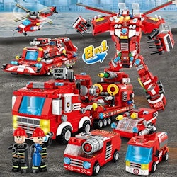 8 in 1 Multifunctional Rescue Fire Truck- Mech 2 Educational Block Toys for Kids