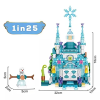 Building Blocks Toys, Princess Castle Toys for Girls, 12 Models Ice-Blue Palace &amp; Snowman Bricks Kit - 554 Pcs