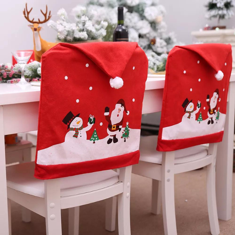 4 Christmas chair covers, Santa Claus hat chair covers