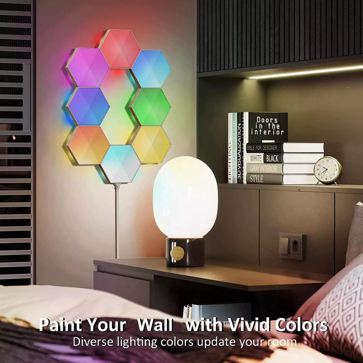 Hexagonal wall lamp |smart LED lighting |wall panel, app control Wi-Fi + Bluetooth |