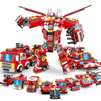 8 in 1 Multifunctional Rescue Fire Truck- Mech 2 Educational Block Toys for Kids