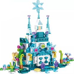Building Blocks Toys, Princess Castle Toys for Girls, 12 Models Ice-Blue Palace &amp; Snowman Bricks Kit - 554 Pcs