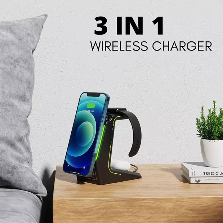 Magnetic phone holder 3-in-1 wireless station