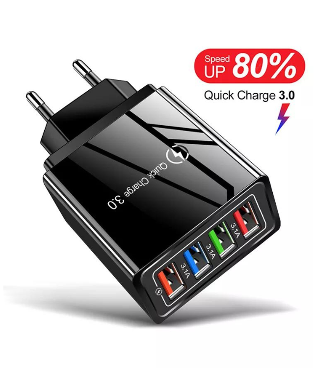 4 Port Quick Charge wall charger USB QC3.0