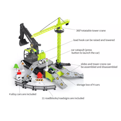 Ingenjöresk byggkranar och lastbilar leksaker set