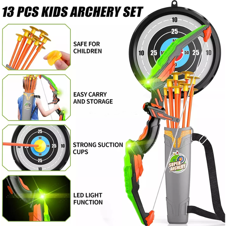 Kids Bow Arrows With LED Lights Upgraded Right Hand Shooting Arrow Set For Indoor Outdoor Toys