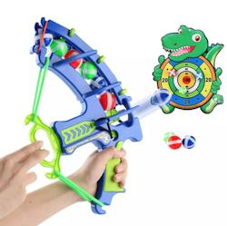 Toy bow and dart board for kids, sticky balls