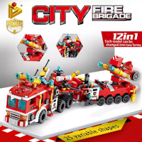 12 in 1 Fire Truck - Military City - Technology Changing Series Shapes Building Blocks Brick Toys Gifts