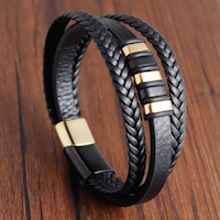 Multi-layer braided genuine leather bracelet handmade