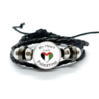 Palestinian Flag Bracelet - Palestine Leather Braided Bracelet