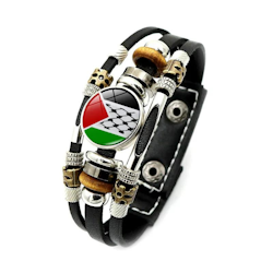 Palestinian Flag Bracelet - Palestine Leather Braided Bracelet
