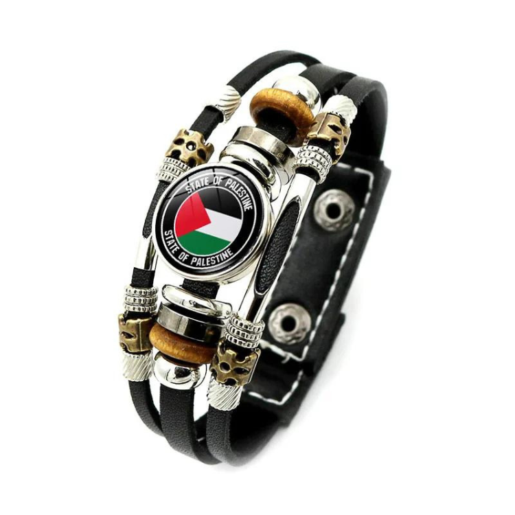 Palestinian Flag Bracelet - Palestine Leather Braided Bracelet