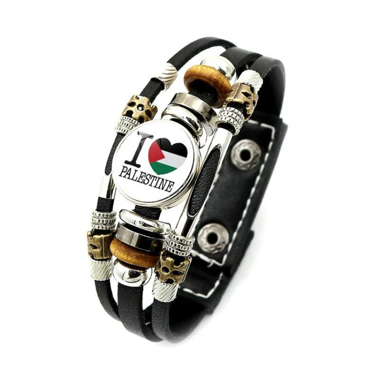 Palestinian Flag Bracelet - Palestine Leather Braided Bracelet
