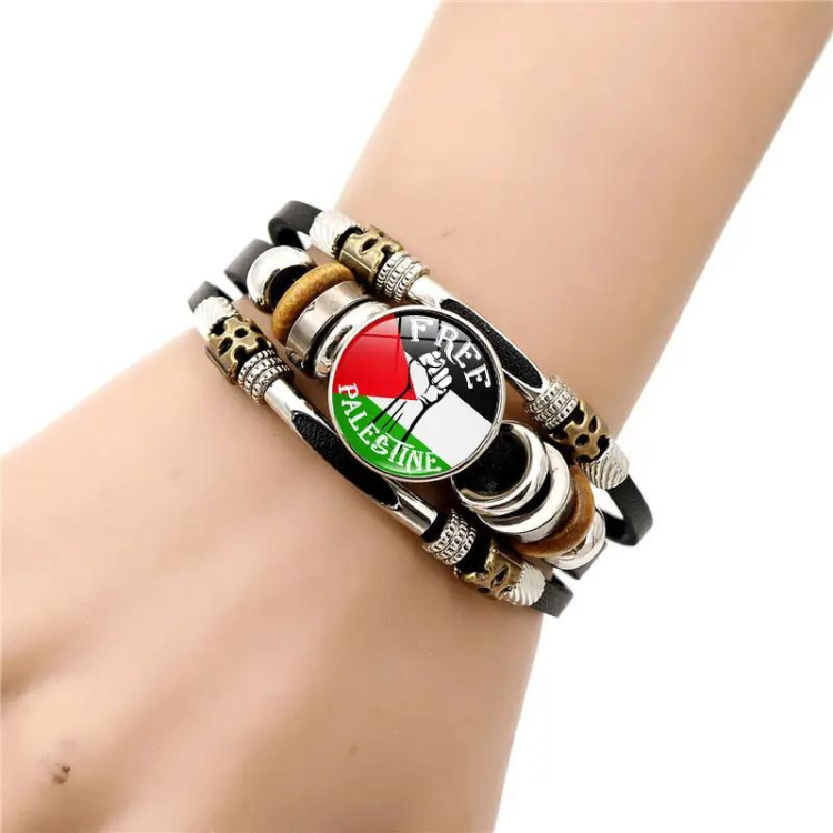 Palestinian Flag Bracelet - Palestine Leather Braided Bracelet