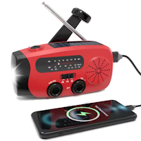 Vevradio Powerbank med LED-lampa - FM-radio, Solcell