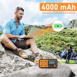 DAB+/FM Nöd Digital Campingradio med Li-Ion Batteri, Solpanel, Handvev, SOS, Ficklampa, Trådlös, Telefonladdare