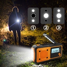 DAB+/FM Nöd Digital Campingradio med Li-Ion Batteri, Solpanel, Handvev, SOS, Ficklampa, Trådlös, Telefonladdare