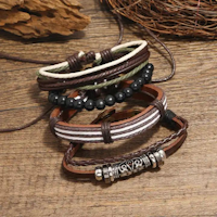 Vävda flätade läderarmband Justerbar