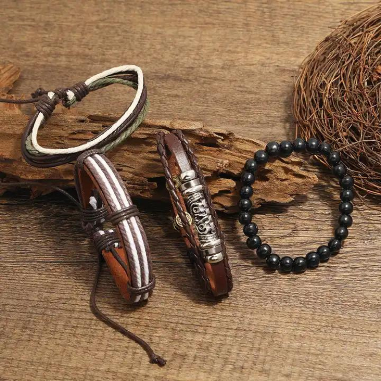 Vävda flätade läderarmband Justerbar